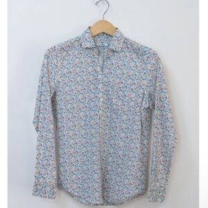 Cover by Kate Dani Ditsy Floral Collared Button Up Blouse Blue Dusty Medium